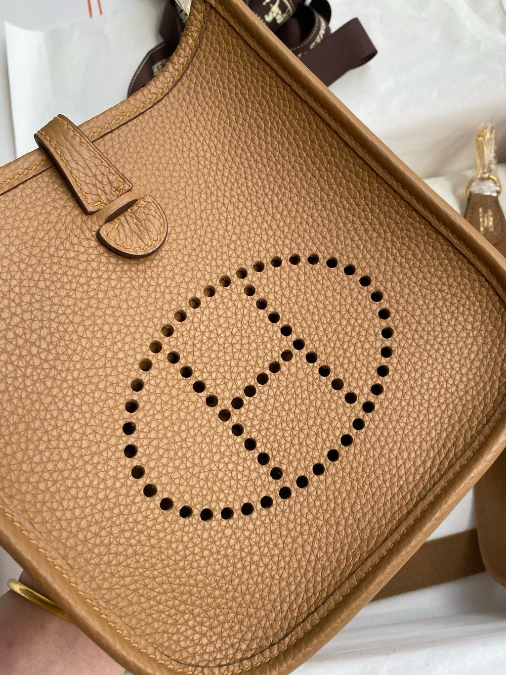 HM Evelyne 23cm Cookie Brown Togo Gold Hardware