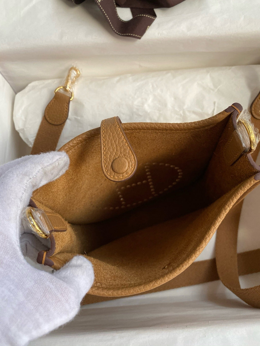 HM Evelyne 23cm Cookie Brown Togo Gold Hardware