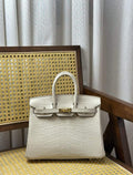 Herm white embossed birkin shiny