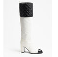 high boots white black velvet