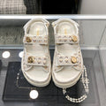 DAD SANDAL IN WHITE MIX LIGHT GOLD TWEED FABRIC