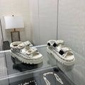 DAD SANDAL IN WHITE MIX BLACK TWEED FABRIC
