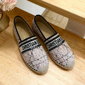 GRANVILLE ESPADRILLE TAN BEIGE OBLIQUE EMBROIDERED COTTON
