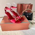 HIGH HEELS SANDALS 80 MM IN RED SATIN MIX SUEDUE
