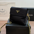 GOLD HARDWARE MINI BAG 18 IN BLACK RE-NYLON