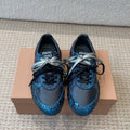 GYMNASIUM SNEAKER IN BLACK FABRIC AND BLUE SNAKE EFFECT CALFSKIN