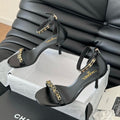 HIGH HEEL 7.5 MM SANDAL IN BLACK SHEEPSKIN WITH STICKERS