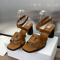 D-CLUB HIGH HEEL SLIDE 25S 80MM IN BROWN CALFSKIN